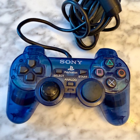 Sony PlayStation 2 PS2 Ocean Blue Clear Controller - OEM DualShock2 SCPH-10010 - Picture 3 of 9